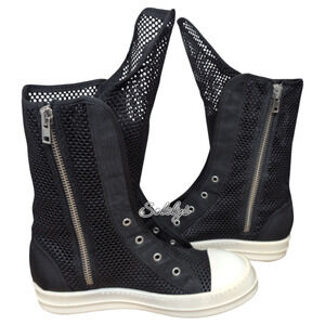 Rick Owens DRKSHDW Ramones Laceless Netting Mesh Boots 2014 RARE Womens EU39 US9